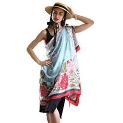 anyyou 100% mulberry silk vivid blue long scarf luxury brand