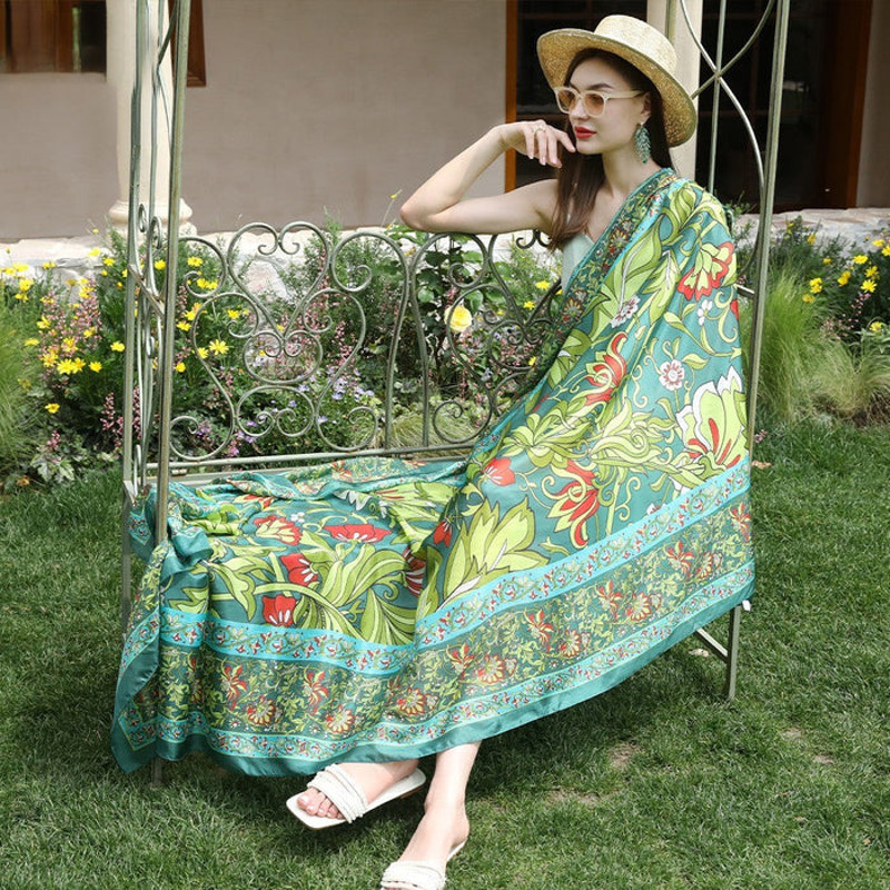 Anyyou 100 Mulberry Silk Light Green Long Scarf Luxury Brand 1