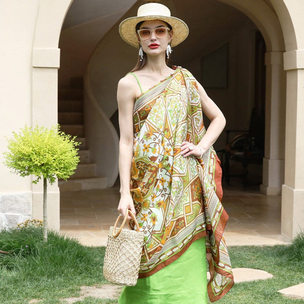 Anyyou 100 Mulberry Silk Coffe Long Scarf Luxury Brand Women 2