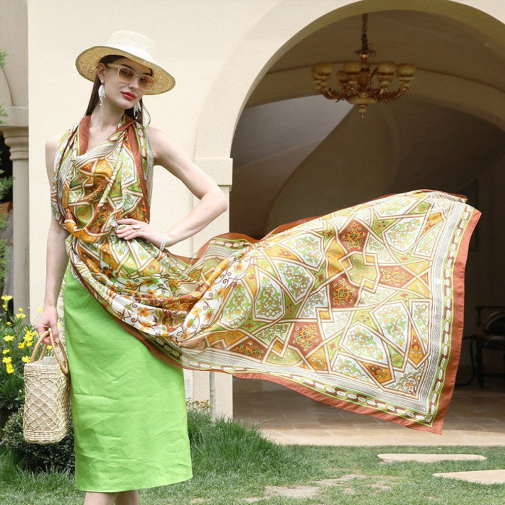 Anyyou 100 Mulberry Silk Coffe Long Scarf Luxury Brand Women 3