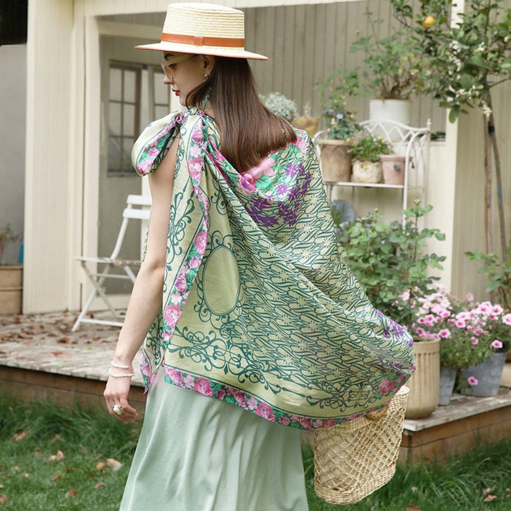 Anyyou 100 Mulberry Silk Mint Green Long Scarf Luxury Brand 4