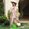 Anyyou 100 Mulberry Silk Pink And Green Long Scarf Luxury Brand 4