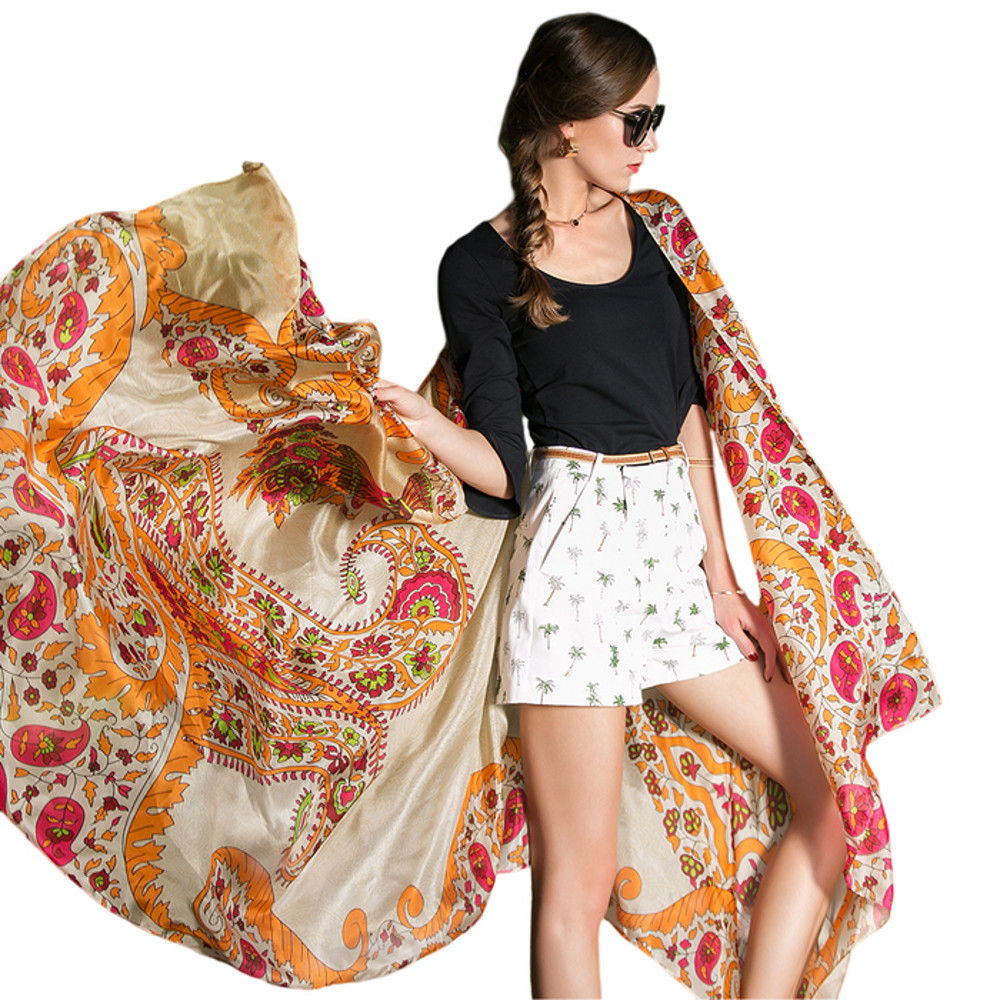 Anyyou 100 Mulberry Silk Gray Long Scarf Luxury Brand Women 0