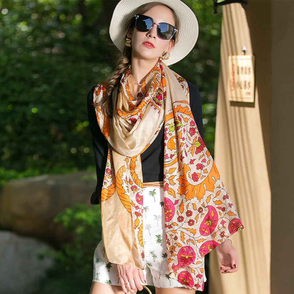 Anyyou 100 Mulberry Silk Gray Long Scarf Luxury Brand Women 8