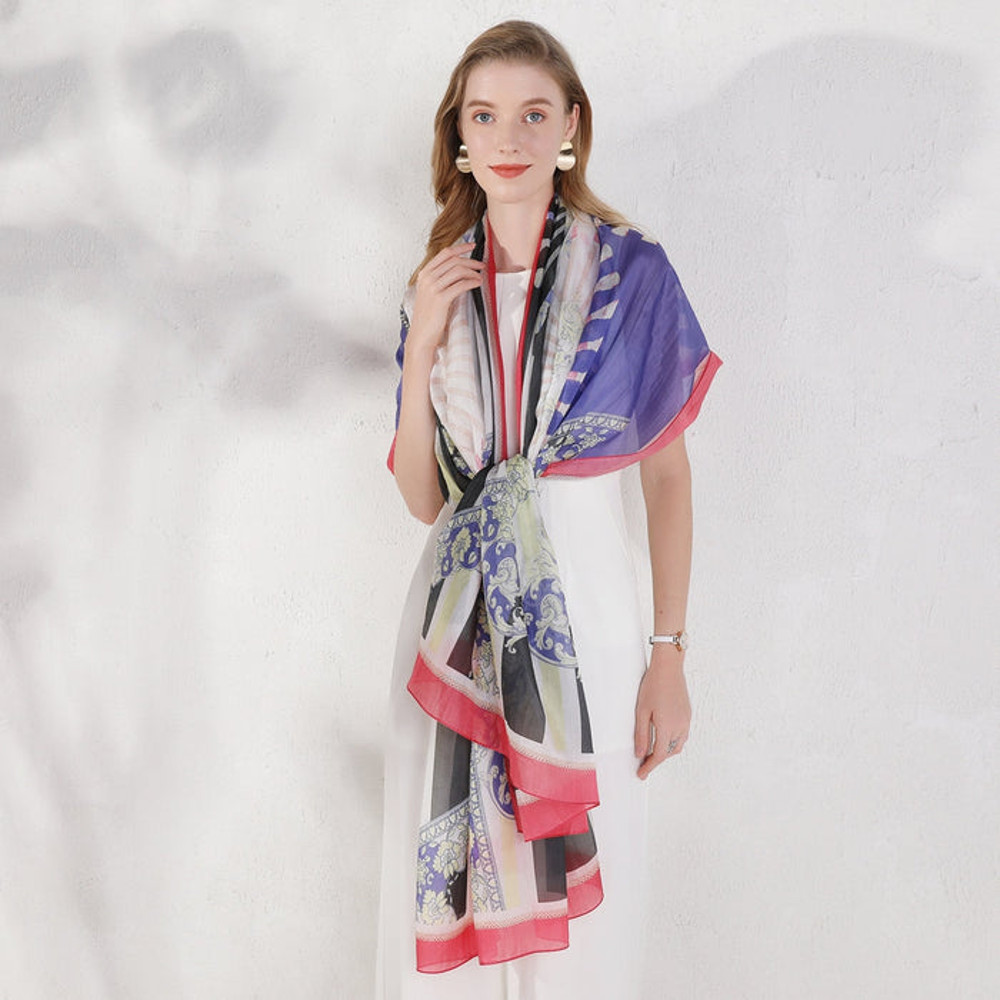 Anyyou 100 Mulberry Silk Off White Long Scarf Luxury Brand 1