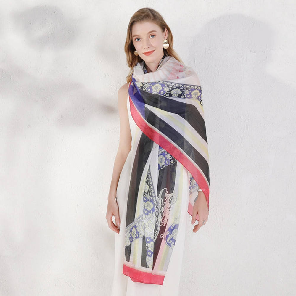 Anyyou 100 Mulberry Silk Off White Long Scarf Luxury Brand 2