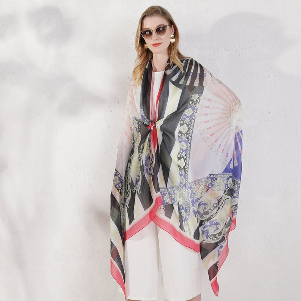 Anyyou 100 Mulberry Silk Off White Long Scarf Luxury Brand 3