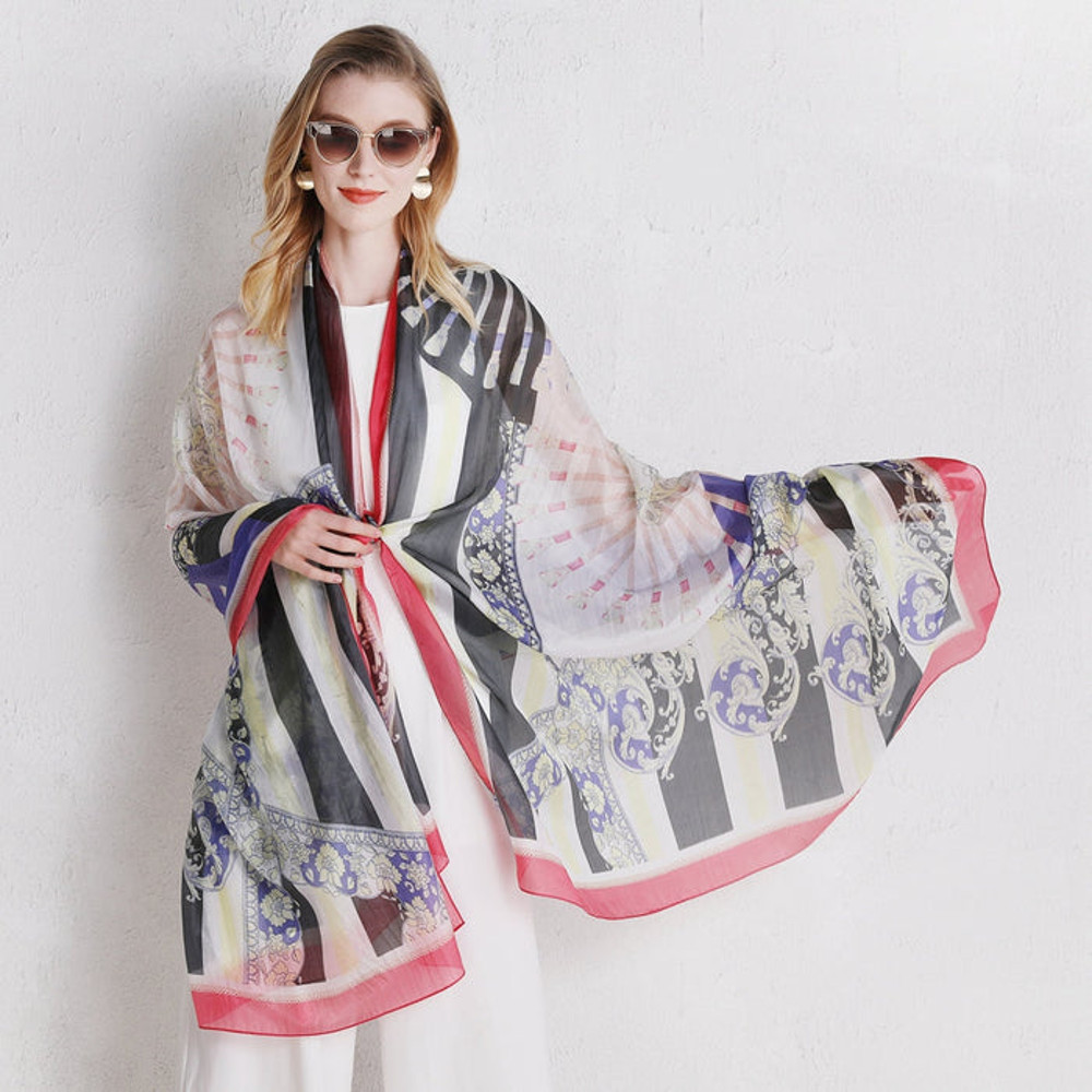 Anyyou 100 Mulberry Silk Off White Long Scarf Luxury Brand 5