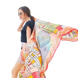 anyyou 100% mulberry silk orange long scarf luxury brand women