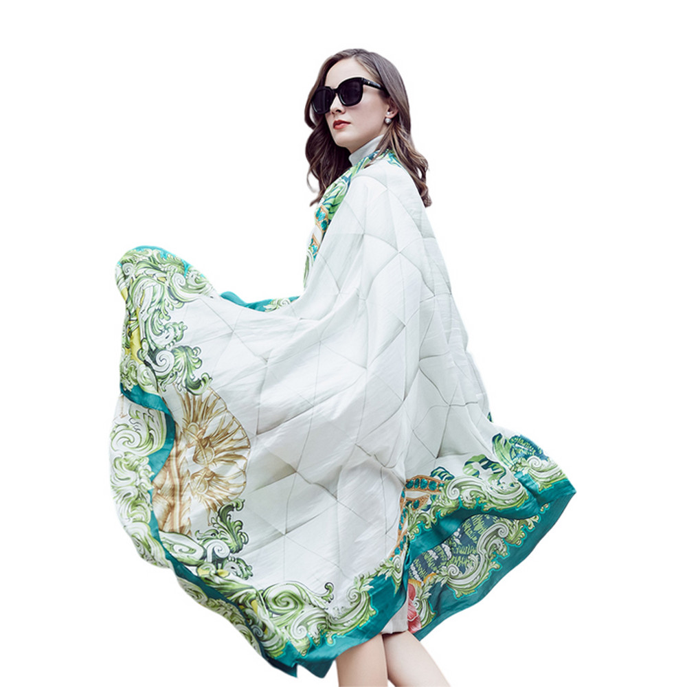 Anyyou 100 Mulberry Silk Light Green Long Scarf Luxury Brand Women Beach 0