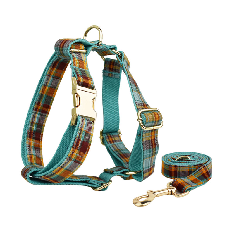 Anywags Pet Harness Leash Plaid Green Heavy Duty DIY 0