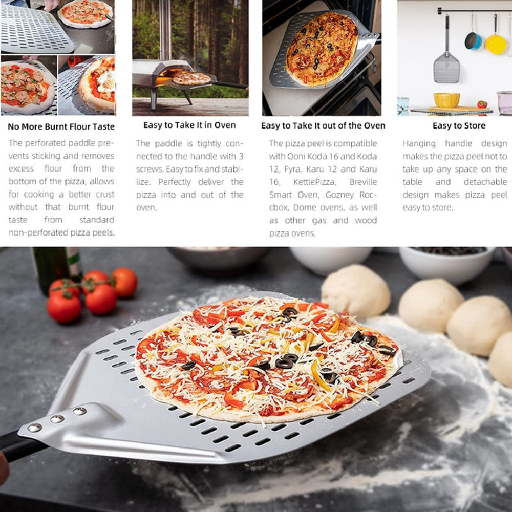 Anygleam Pizza Shovel 25cm X 66cm Silver For Perforated Peel 2