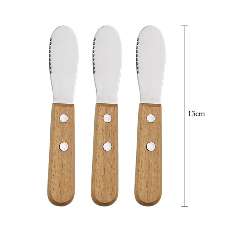 Anygleam Natural Brown 3pcs Wooden Butter Knife Kitchen 5