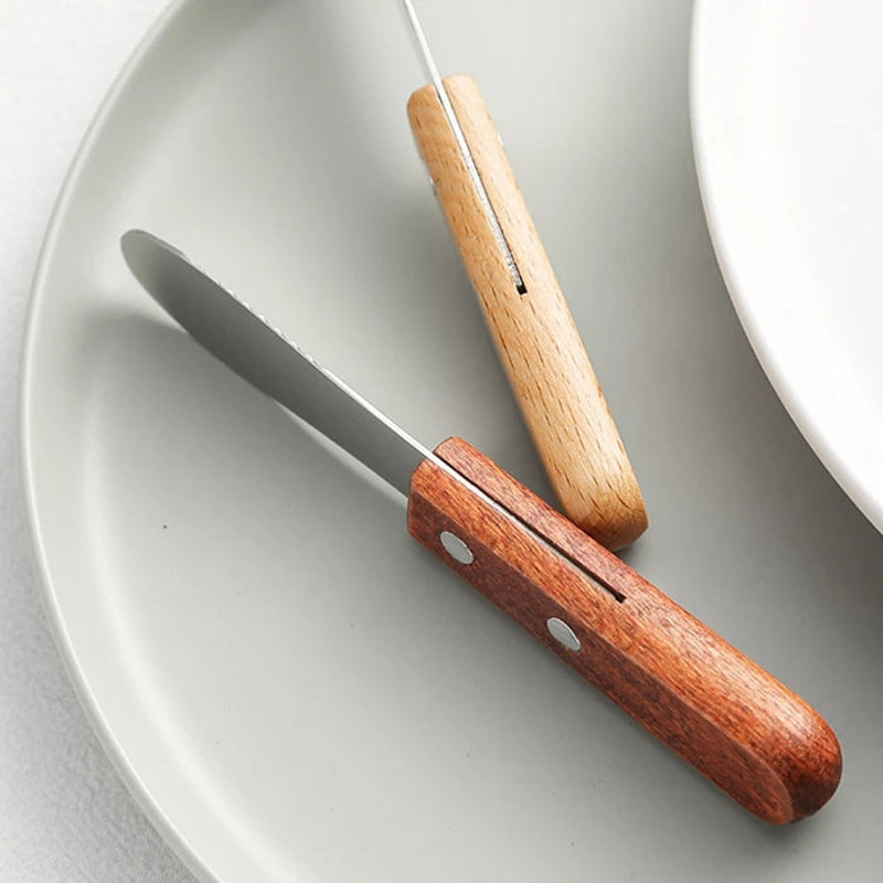 Anygleam Natural Brown 3pcs Wooden Butter Knife Kitchen 2