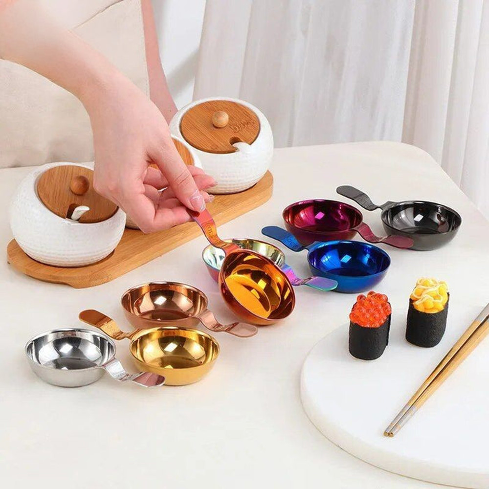 Anygleam Black 2Pcs Kichen Stainless Steel Sauce Dish Mini Tray 4