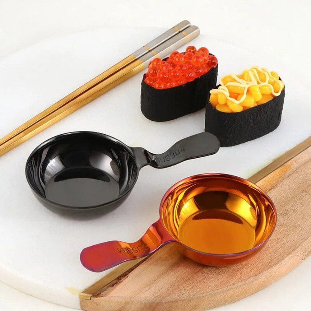 Anygleam Black 2Pcs Kichen Stainless Steel Sauce Dish Mini Tray 6