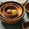 Anygleam Natural Wood Medium Acacia Wood Salad Soup Bowl 1