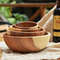 Anygleam Natural Wood Medium Acacia Wood Salad Soup Bowl 4