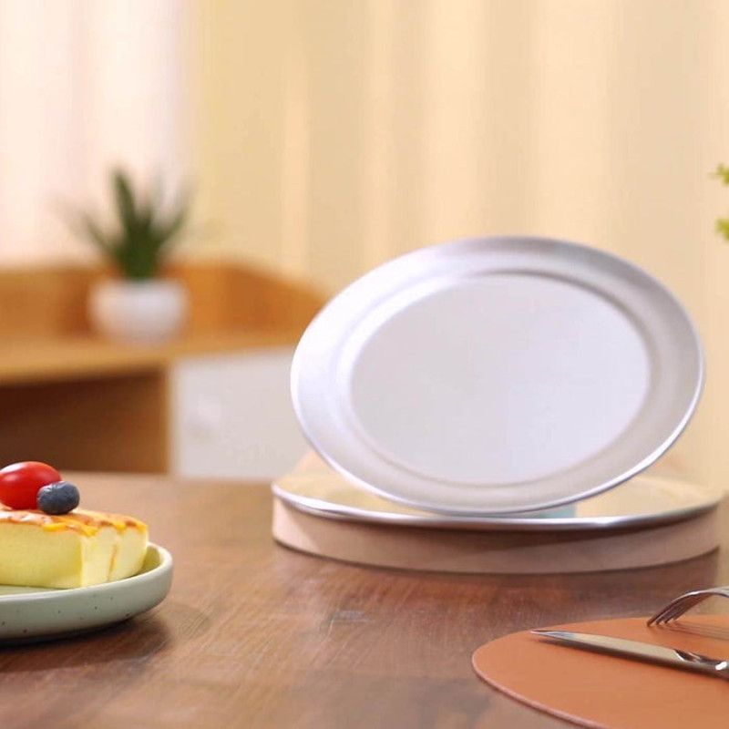 Anygleam 10 Inches Pizza Tray Aluminum Wide Rimmed Non Stick Metallic 1