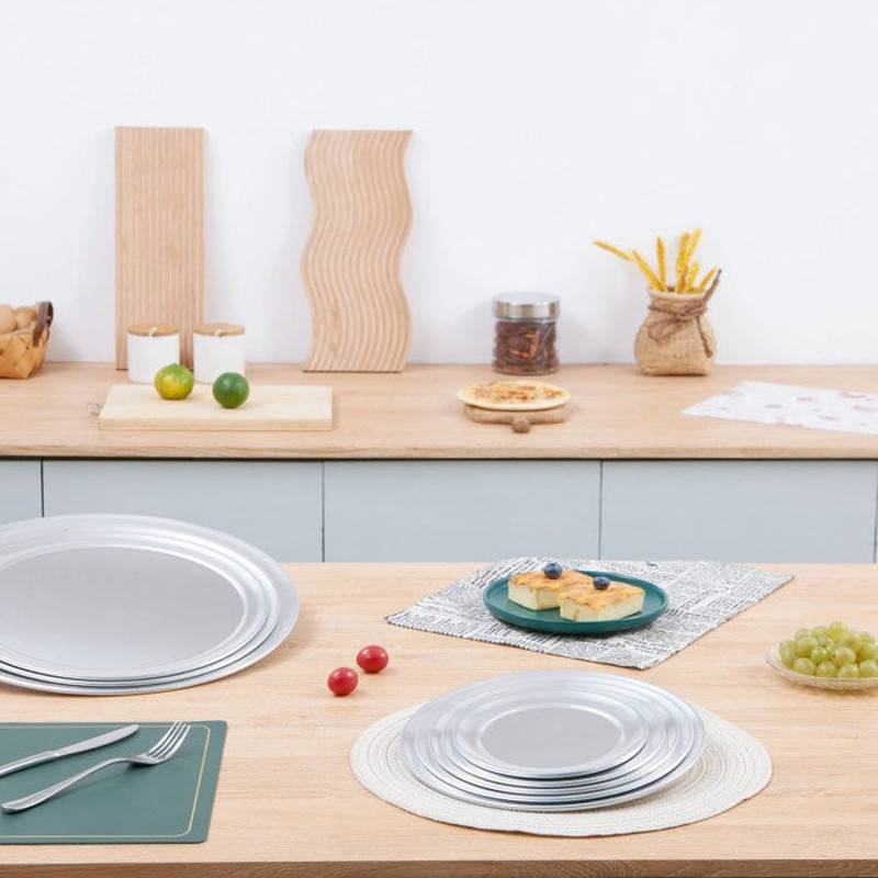 Anygleam 10 Inches Pizza Tray Aluminum Wide Rimmed Non Stick Metallic 2