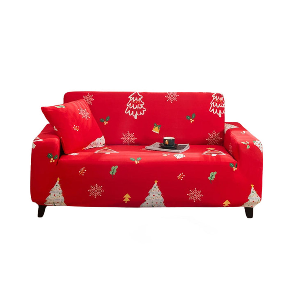 Anyhouz Sofa Cover Red Christmas Tree Design Non Slip Stretchable Slipcover 0