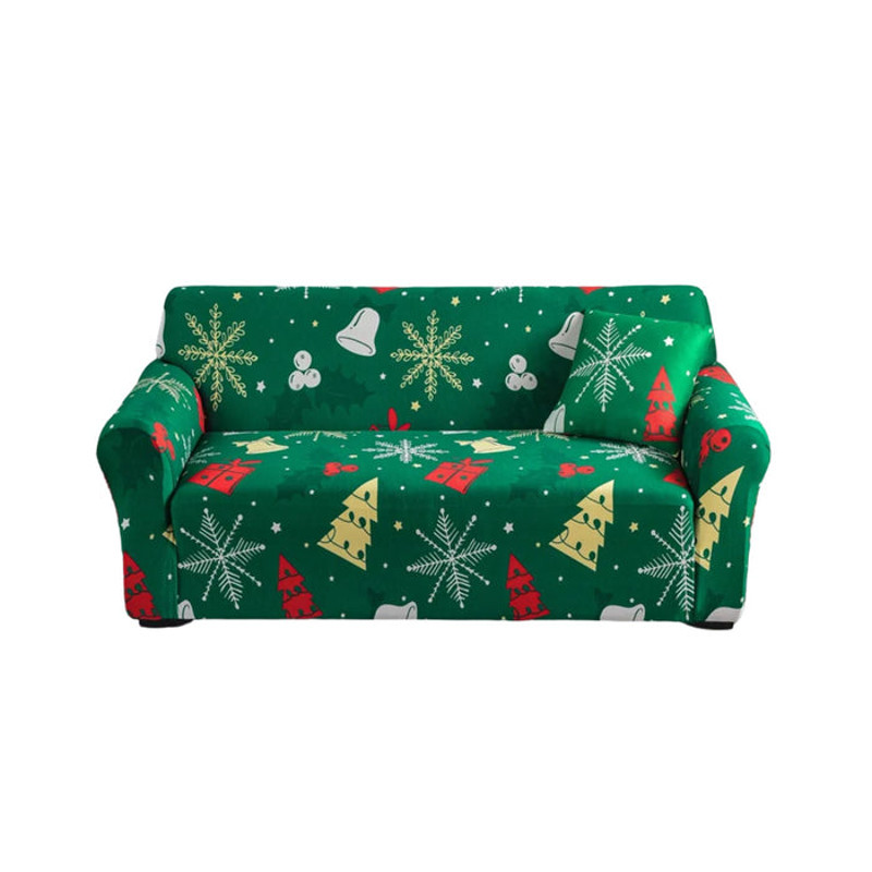 Anyhouz Sofa Cover Green Christmas Tree Bell Stretchable Slipcover 0