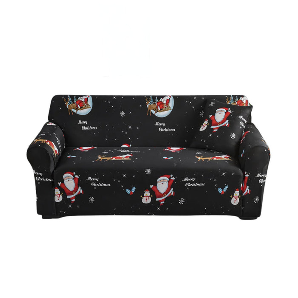 Anyhouz Sofa Cover Black Christmas Santa Claus Stretchable Slipcover 0
