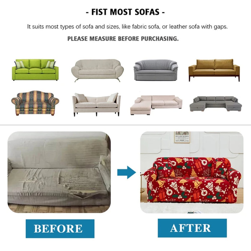 Anyhouz Sofa Cover Christmas Reindeer Stretchable Slipcover 4