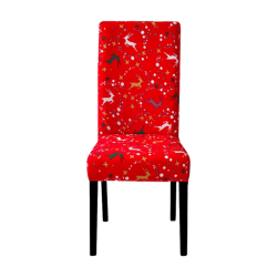 Anyhouz Chair Cover Red Christmas Deer Design Stretchable Dining Slipcover