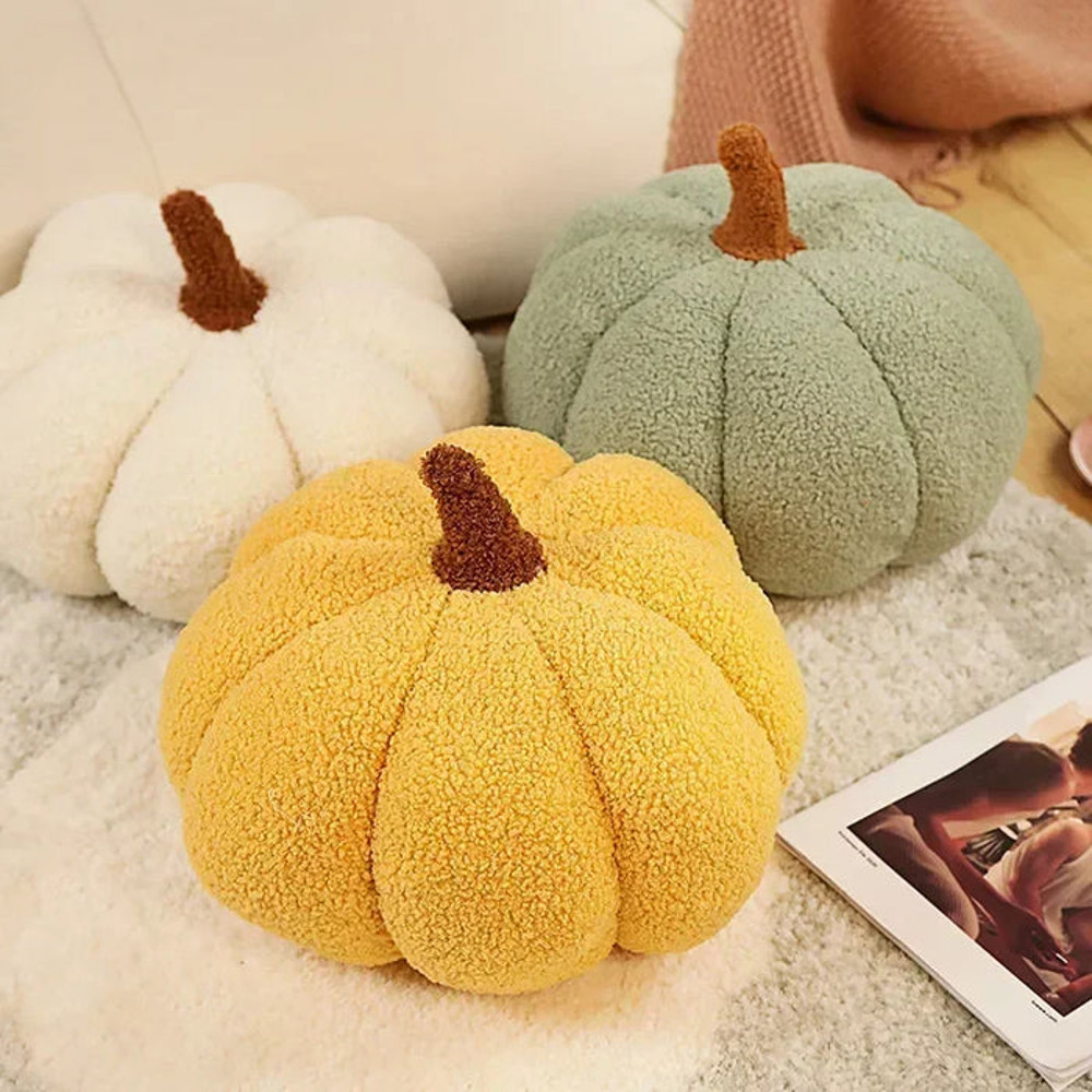 Anyhouz Throw Pillows Light Green Lamb Fleece Pumpkin Plush Toys 3