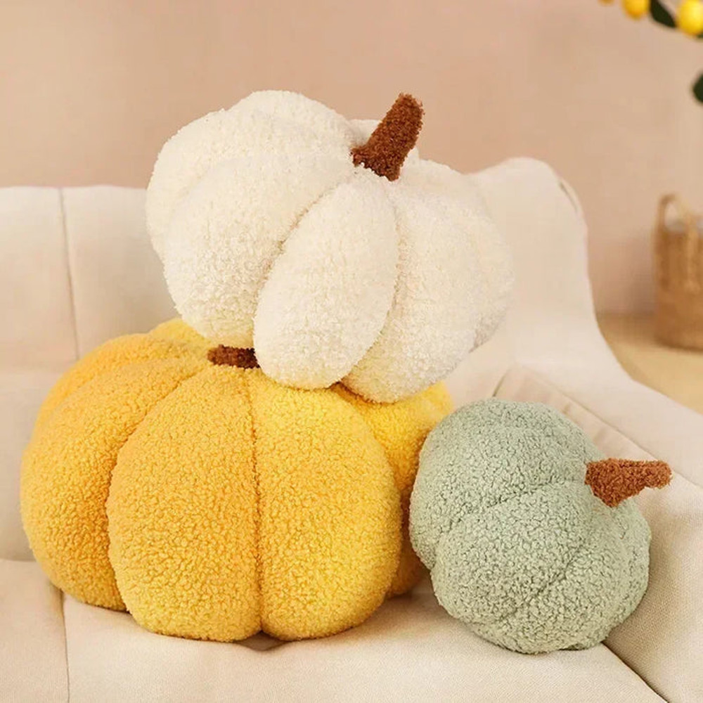 Anyhouz Throw Pillows Light Green Lamb Fleece Pumpkin Plush Toys 4