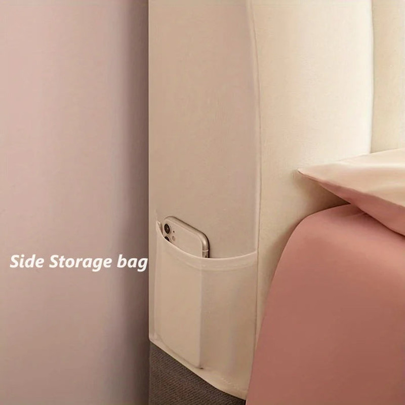 Anyhouz Headboard Cover Pink Short Plush Super Soft Smooth Quilted 4