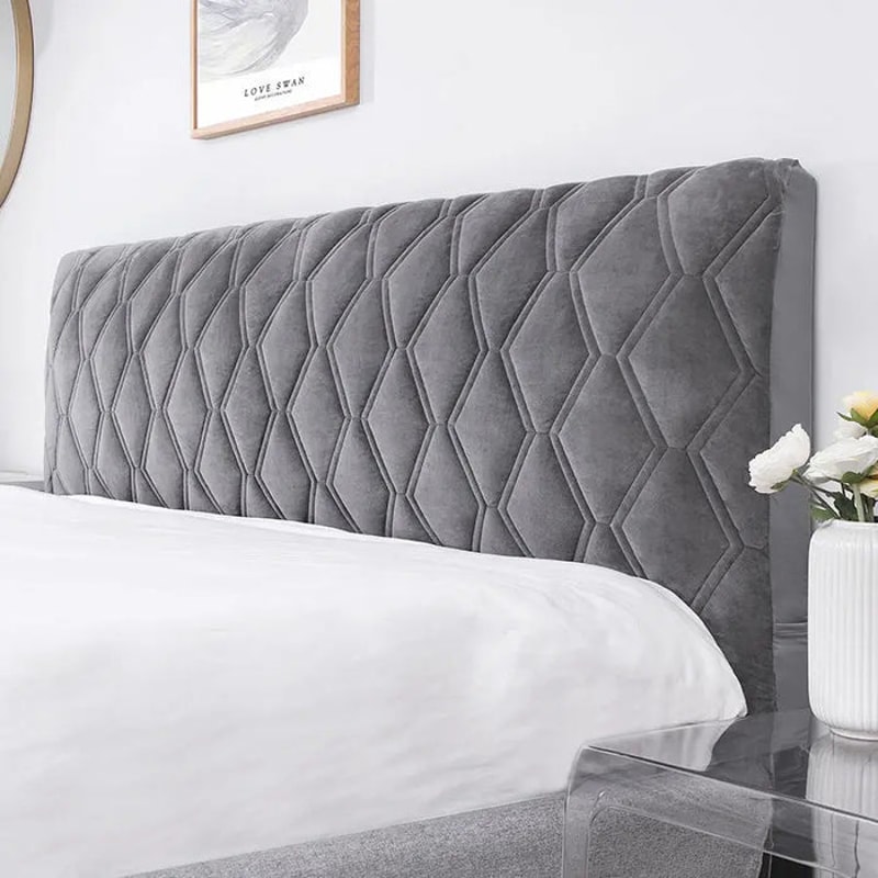 Anyhouz Headboard Cover Dark Gray Zigzag Pattern Super Soft 1