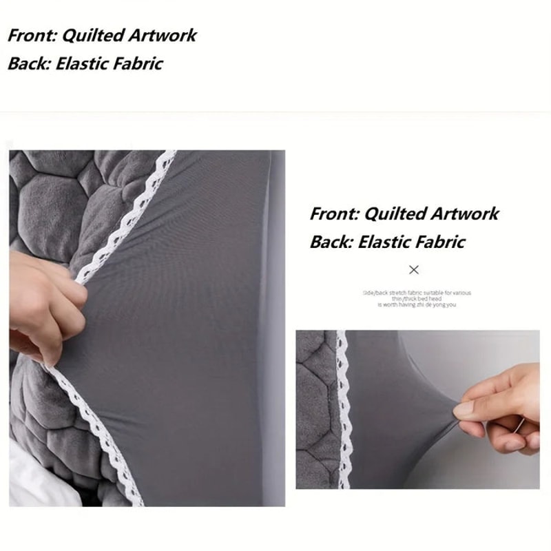 Anyhouz Headboard Cover Dark Gray Zigzag Pattern Super Soft 4