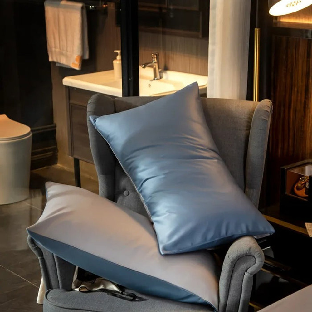 Anyhouz Bed Sheet Blue Light 6 Pcs Grey Ultra Soft Luxury Egyptian Cotton Bedding 4