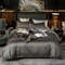 Anyhouz Bed Sheet Deep Grey Light Grey 4 Pcs Ultra Soft Luxury Egyptian 2