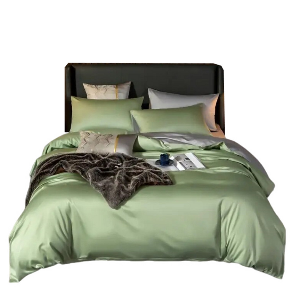 Anyhouz Bed Sheet Green Light Grey Ultra Soft Luxury Egyptian 0