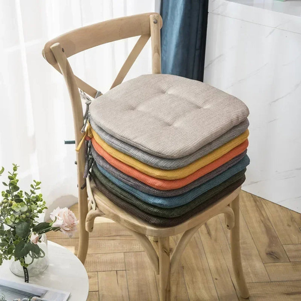 Anyhouz Chair Cushion With Straps White Seat Pad Mat 4