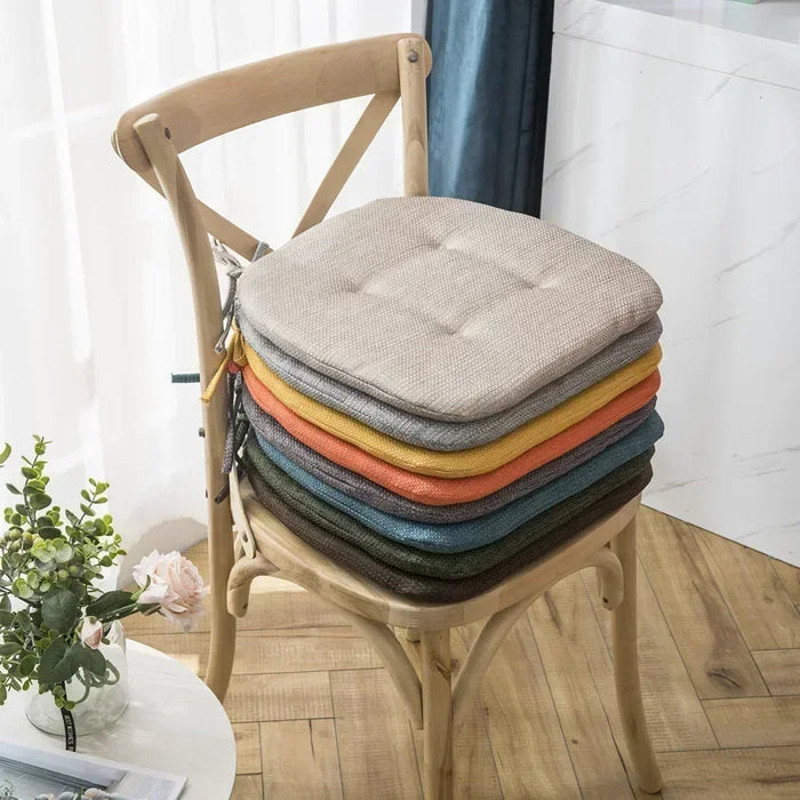Anyhouz Chair Cushion With Straps White Seat Pad Mat 4