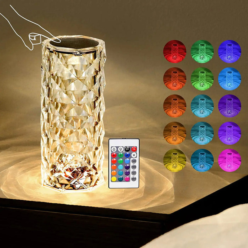 Anyhouz Table Lamp Rose Crystal USB Home Decor 3