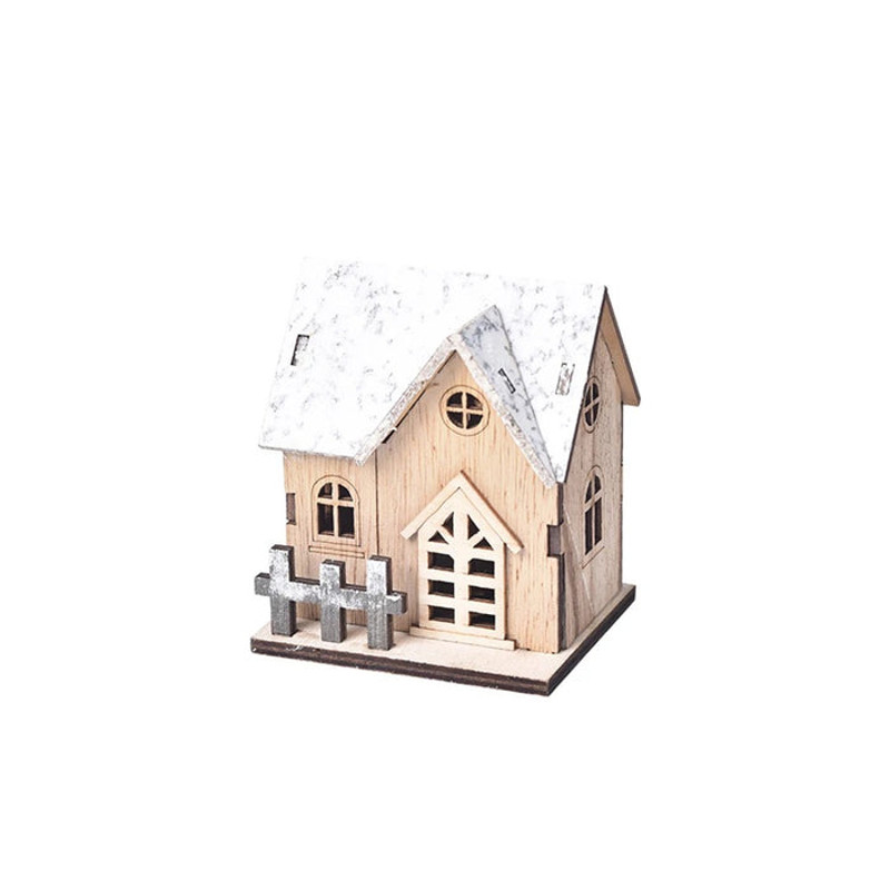 Anyhouz Christmas Wooden House Luminous Tabletop Decoration 5