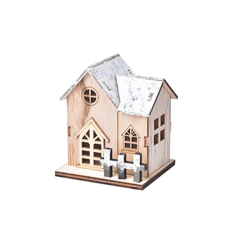 Anyhouz Christmas Wooden House Luminous Tabletop Decoration 6