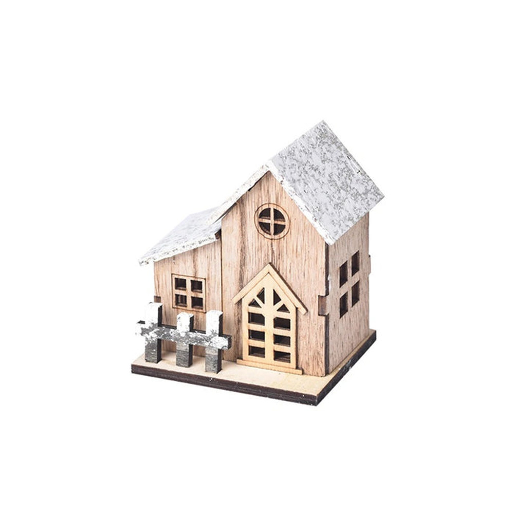 Anyhouz Christmas Wooden House Luminous Tabletop Decoration 4