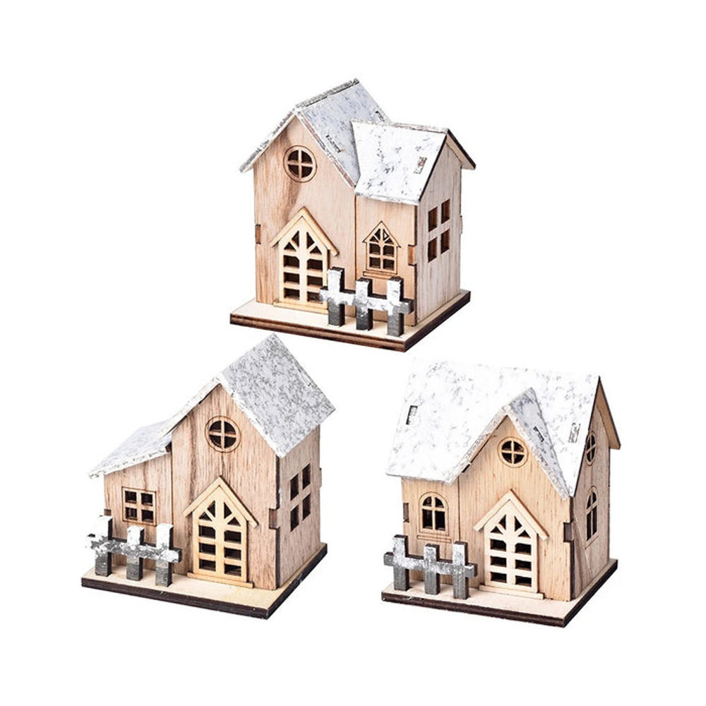 Anyhouz Christmas Wooden House Luminous Tabletop Decoration 0