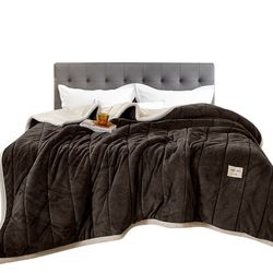 anyhouz blanket dark brown fleece autumn winter warm 3 layers