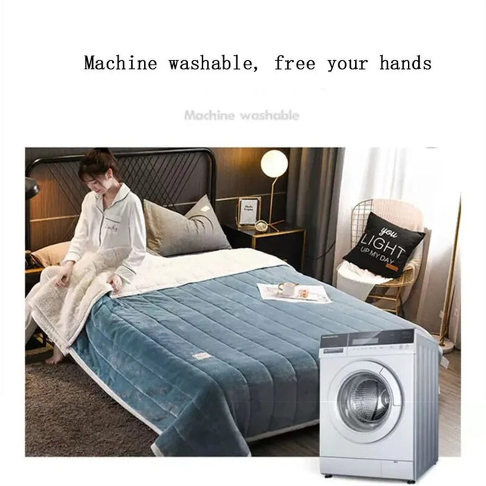 Anyhouz Blanket Light Blue Coral Fleece Autumn Winter Warm 3 Layers 2