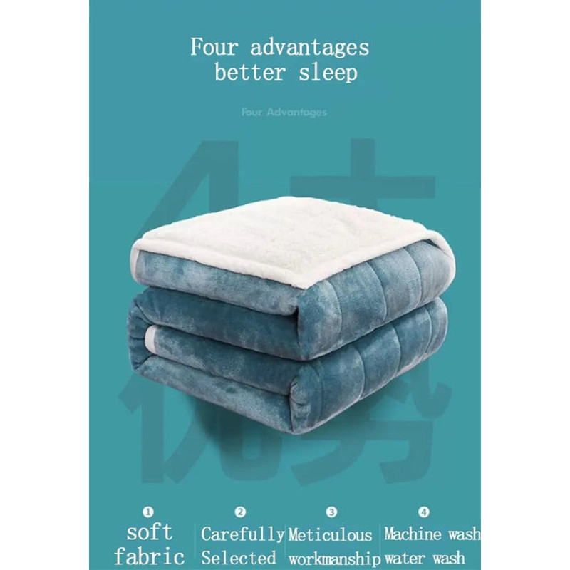 Anyhouz Blanket Light Grey Coral Fleece Autumn Winter Warm 3 Layers 3
