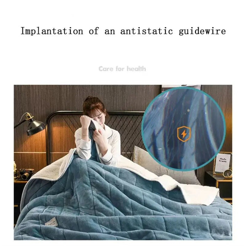 Anyhouz Blanket Light Grey Coral Fleece Autumn Winter Warm 3 Layers 8