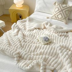 anyhouz blanket cream white tuscan faux rabbit fur autumn winter