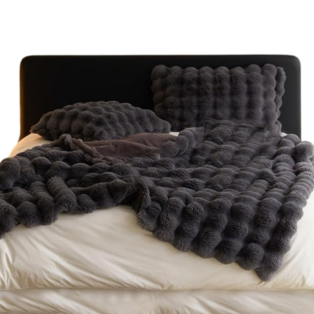 Anyhouz Blanket Dark Grey Tuscan Imitation Thick Fur Winter 1